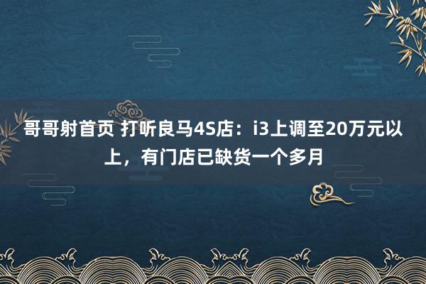 哥哥射首页 打听良马4S店：i3上调至20万元以上，有门店已缺货一个多月