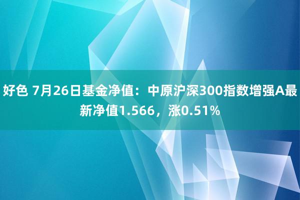 好色 7月26日基金净值：中原沪深300指数增强A最新净值1.566，涨0.51%