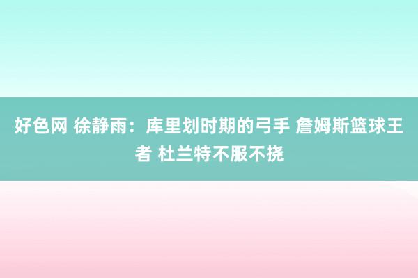 好色网 徐静雨：库里划时期的弓手 詹姆斯篮球王者 杜兰特不服不挠